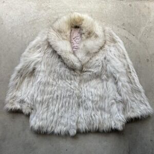 Vintage Natural Blue Fox Fur Coat Jacket From Finland Mid Length Size Large